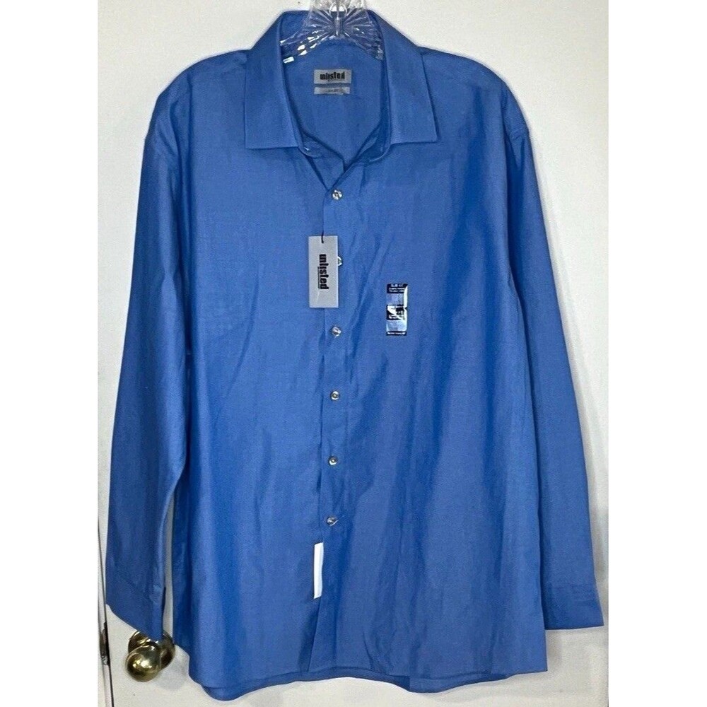 Unlisted Men's Dress Shirt Blue Solid Slim Fit 17-17.5 32/33 XL * flaws *
